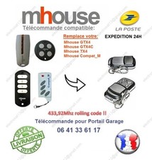 TÉLÉCOMMANDE COMPATIBLE MHOUSE GTX4 GTX4C TX4 433,92Mhz pour portail et Garage