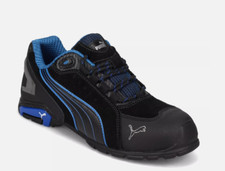 Men's Puma Safety US 13 Rio Low Work Shoe 642755 Black Leather Mesh Suede