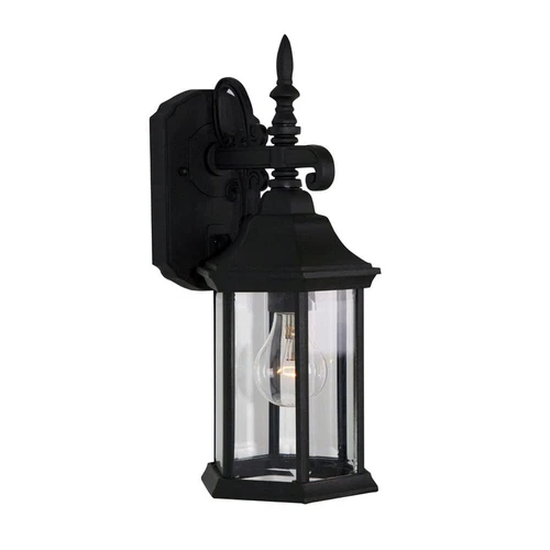 14 Inch Black Outdoor Lantern Sconce Elegant Wall Light Fixture for Entryway - Picture 7 of 11
