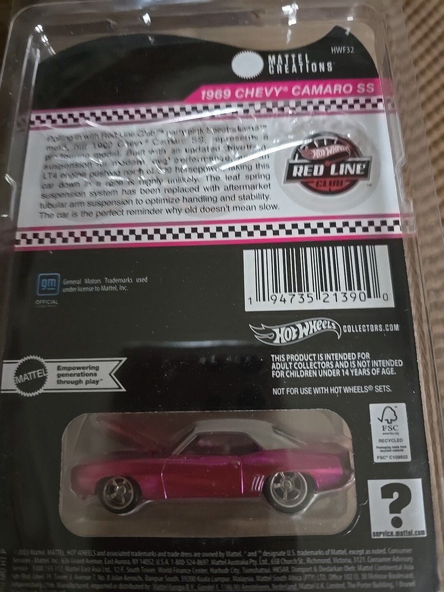 ホットウィール　レッドラインクラブ・エクスクルーシブ - '69 カマロ SS Hot Wheels Red Line Club Exclusive 1969 Chevy Camaro SS PInk