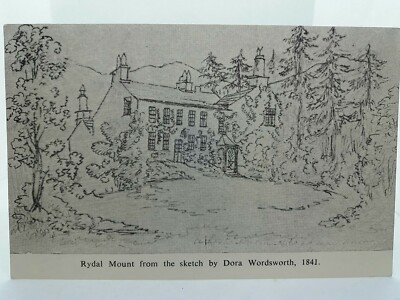Rydal Mount Kunst Skizze Zeichnung von Dora Wordsworth 1841 Vintage Postkarte 