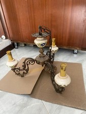 LAMPADARIO ANTICO METALLO FERRO 3 CANDELABRI VINTAGE ANNI 50 60
