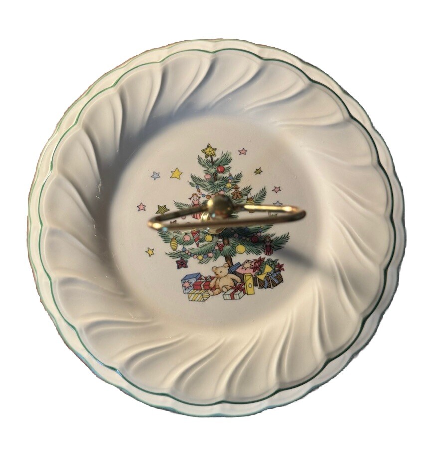 Nikko Christmas Time Spode Tree 2-Tier Tray Plates Happy Holidays
