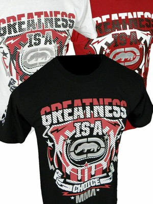 Mens ECKO UNLTD T-Shirt GREATNESS MMA FIGHTER 3D Print in Black White or Red