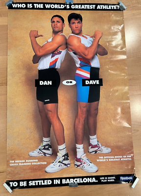 &TEAM KROSS ポスター VTG 1992 REEBOK DAN O'Brien & DAVE Johnson 23x35 Barcelona