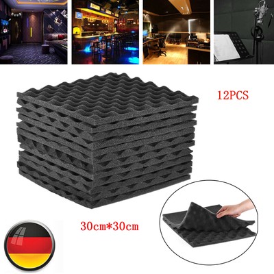 12Stk Akustik Schall Dämmung Schaumstoff Wand Platten ...