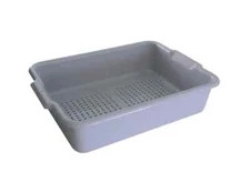 Thunder Group 21-1/2" x 15-3/8" x 5" Gray Polyethelyne Perforated Bus Box