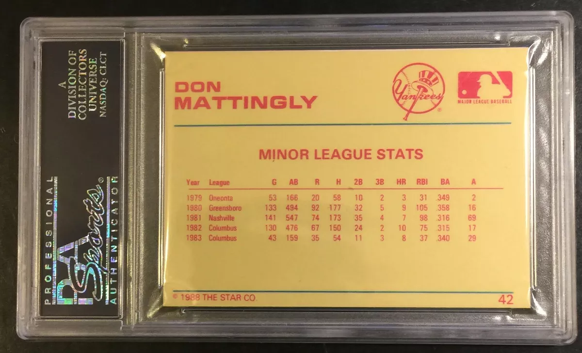 1988-89 DON MATTINGLY STAR PLATINUM EDITION MINOR STATS #42 PSA 9 POP 2  (676)