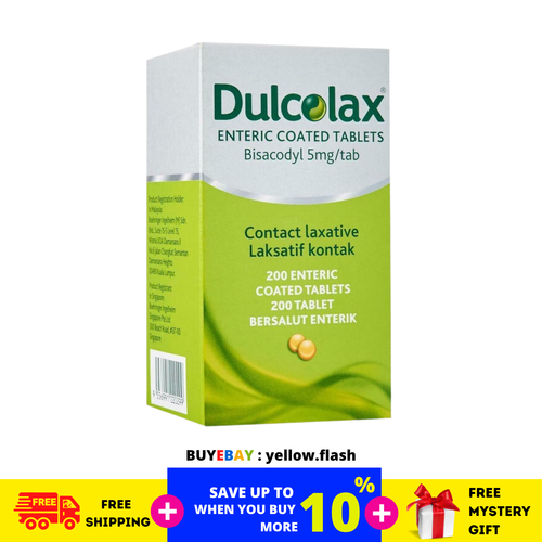 1 Box DULCOLAX Tablets (Bisacodyl 5mg) 200's For Constipation Relief
