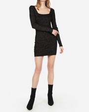 NEW EXPRESS METALLIC RIBBED SQUARE NECK BODYCON  DRESS SZ L LARGE