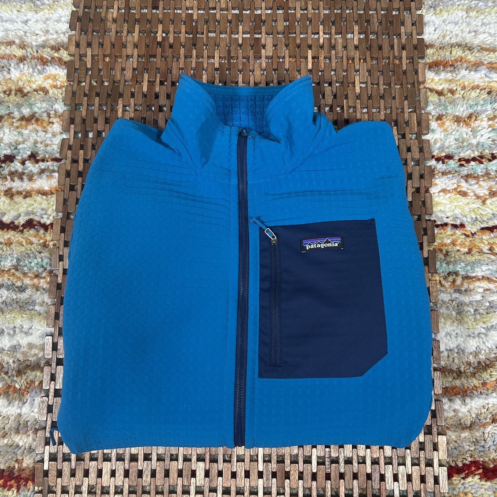 Patagonia Regulator R2 Tech Face Full Zip Fleece Jacket for Men in Blue Size Large L