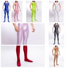 Men Leotard Stocking Bodysuit Underwear Jumpsuit See Through Clubwear Glossy