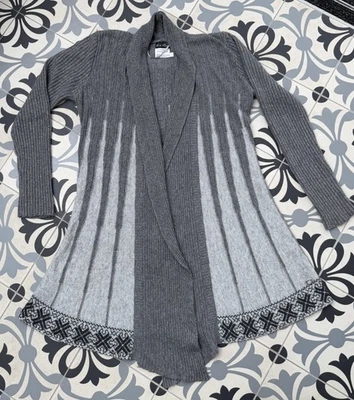 Cardigan Gr. 36/38/S lang – Strickjacke offen grau Frühling Herbst Lisa Tossa - Bild 1 von 4