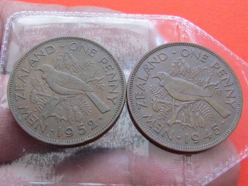 NEUSEELAND ( 1945 & 1952 ) 2X1 PFENNIG HOCHWERTIGE SCHÖNE SELTENE MÜNZEN