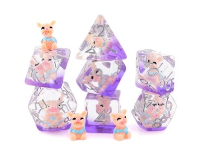 Pig DnD Dice Set | 7 Piece Resin RPG Dice for Dungeons & Dragons | Nerdy Gift