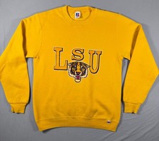 Russell Athletic LSU True Vintage Made in USA College Sweatshirt Yellow Small