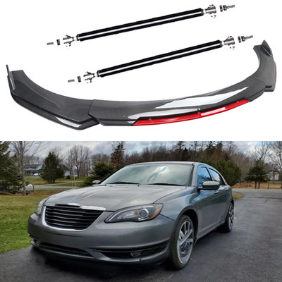 Carbon Fiber Red Front Bumper Lip Spoiler Splitter Body Kit For Chrysler 200 300
