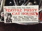 VINTAGE PORCELAIN PLAYFUL PUSSY CAT HOUSE SIGN NYC NOLA LA SF CHICAGO STLOU Xmas