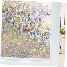  Window Privacy Film, Stained Glass Rainbow Film Decorative 29.5"x78.7" Clear