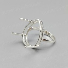 925 Sterling Silver Ring 8x10mm Pear Blank Prong Setting DIY Semi Mount Jewelry