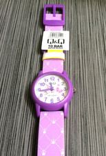 Citizen Q Q Purple Girls Watch Analog Butterfly Dial on Purple Band 10BAR WR New