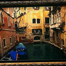 ROBERT GERTZ SIGNED Photo Art VENICE CANAL Beautifully Framed (49. 5” X 30. 5”)