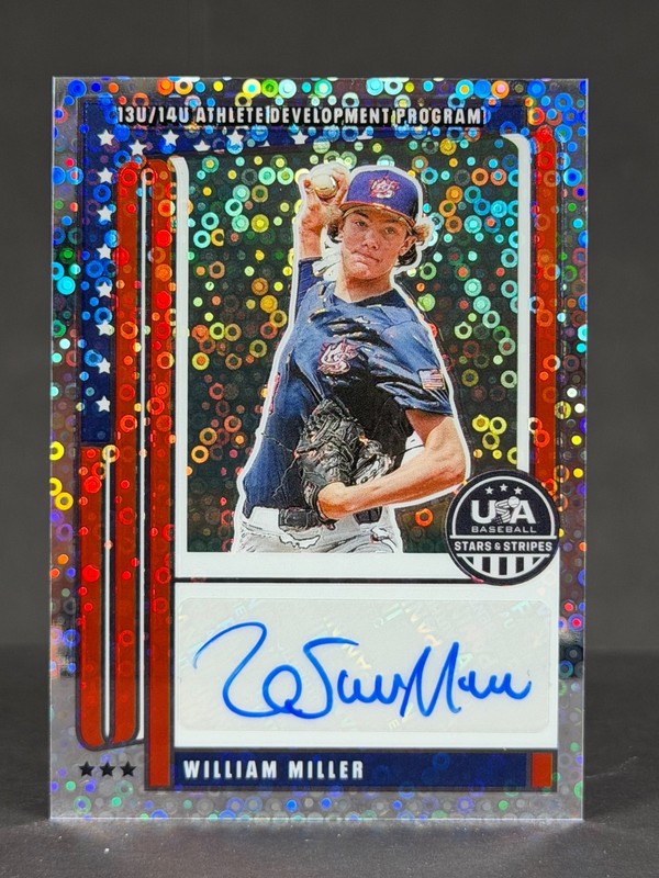 William Miller 2026 Panini Stars & Stripes Prizm USA Baseball Disco Silver AUTO