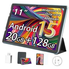 Tablet 11 inch Android 15 Tablets, 20GB RAM 128GB ROM 1TB Expand, Octa Blue