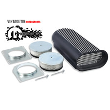 20long Dual 4 Barrel Carb Hillborn Finned Hood Scoop Air Cleaner Black Aluminum