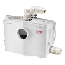 Macerator Pump, 1200W, 48 GPM Flow, 33 ft/10 m Head, Bathtub