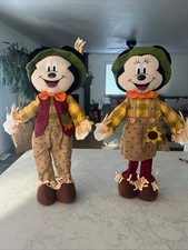Disney Mickey  Minnie Scarecrow Autumn Decor Plush Doll Set 24" Harvest Greeter