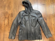 Vintage Y2K Jacqueline Ferrar Genuine Leather Hooded Jacket M
