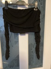 NEW BNWT Pretty Little Thing Black Mesh Long Sleeved Bardot Crop Top Size UK 12