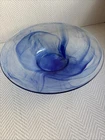 Vtg Large Bormioli Rocco Murano Cobalt Blue Swirl Glass Serving Bowl 13” Italy