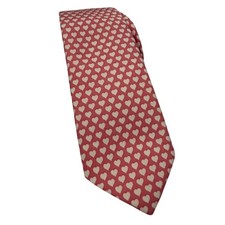 Vineyard Vines Pink White Heart Print 100% Silk Necktie Made in USA Valentine