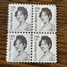 1980 US # 1822 15c Dolley Madison - Block of 4 Mint NH
