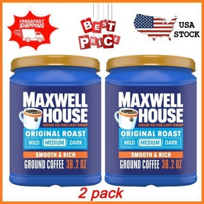 NEW 2 pack Maxwell House Original Roast Ground Coffee, 38.2 oz Canister, Medium