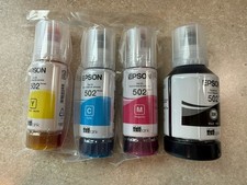 Genuine OEM Epson 502 Ecotank Ink Black, Yellow, Magenta, Cyan Colors Sealed 