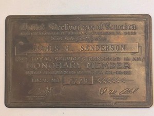 Vintage United Steelworkers Badge Pittsburgh PA Member Plaque Brass 