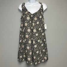 NWT Old Navy Black Floral Oversized Tie Strap Beach Cover-Up Mini Swing Dress M