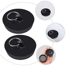 2Pcs Reusable PVC Drain Stoppers for Sink Tub Shower Black Color