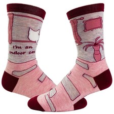 Women's I'm An Indoor Cat Socks Funny Pet Kitty Cat Introvert Novelty Graphic