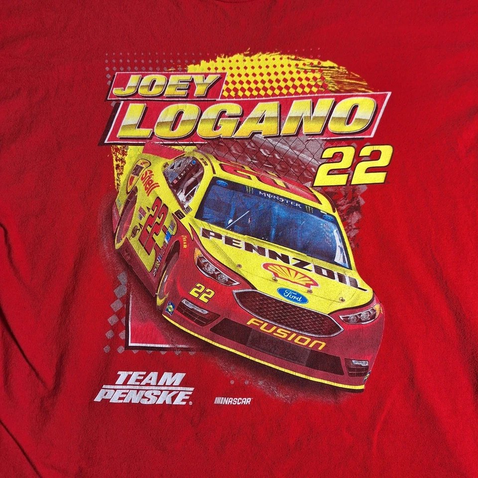 Camiseta De Colección Joey Logano #22 Pennzoil Team Penske NASCAR Carreras Talla XL Roja Foto 2 de 4