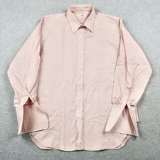 Vintage 80s Sulka Dress Shirt Mens 23x30 Salmon Pink French Cuff Cotton Dec 1986