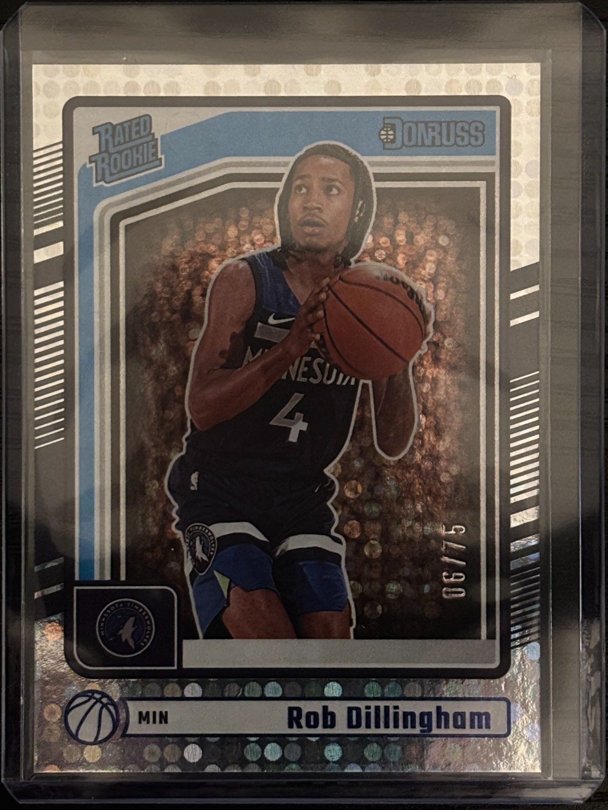 Rob Dillingham Rated Rookie #204 Blue Disco 06/75 - 2024-25 Donruss Basketball
