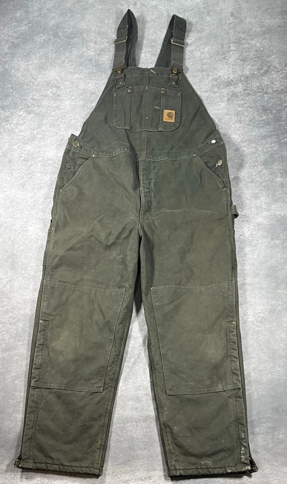 Vintage Carhartt Overalls Size 42x32 Green Insulated Work Duck Bib R27 MOS