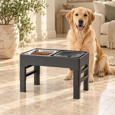 Adjustable Raised Dog Feeding Station Food Water Bowls Steel Bowl