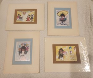 Vintage Ted DeGrazia art print Set Of  4- One Slealed 8x10 Sandstone Creations