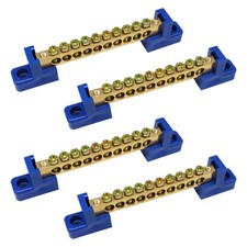 4 PCS Grounding Bus Bar 10 Positions Terminal Block Brass Screw Wire OLA002-10K