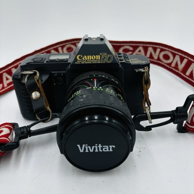 Canon T70 Camera Vivitar 52 mm Lens 28-70 mm 1:3.5-4.8 Macro